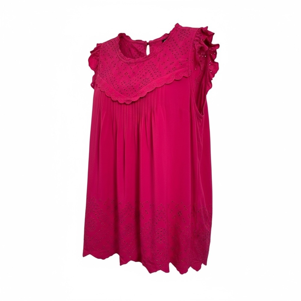 Women’s Fuchsia Sleeveless Eyelet Yoke Top
